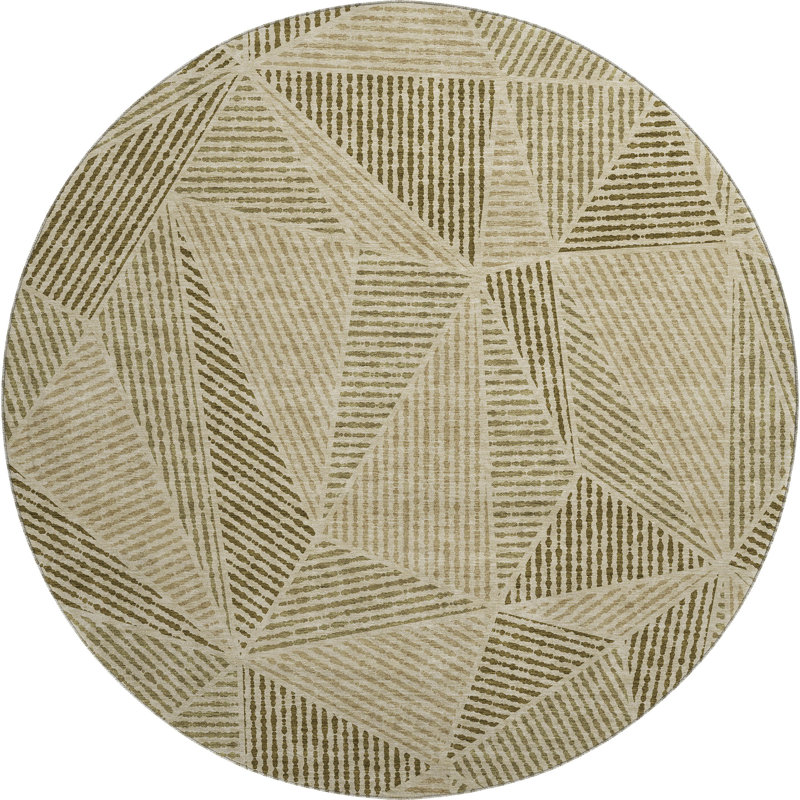 Premium Machine Washable Cerrito Khaki Rug, Round 8'