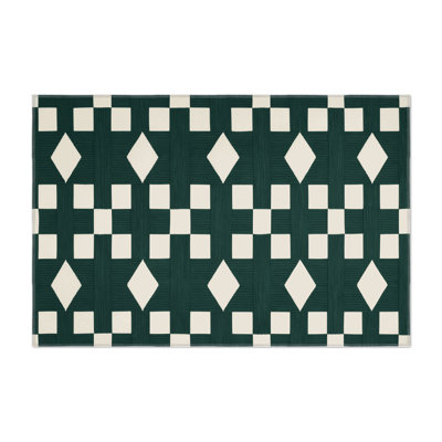 Tapis d'intérieur et d'extérieur à carreaux vert