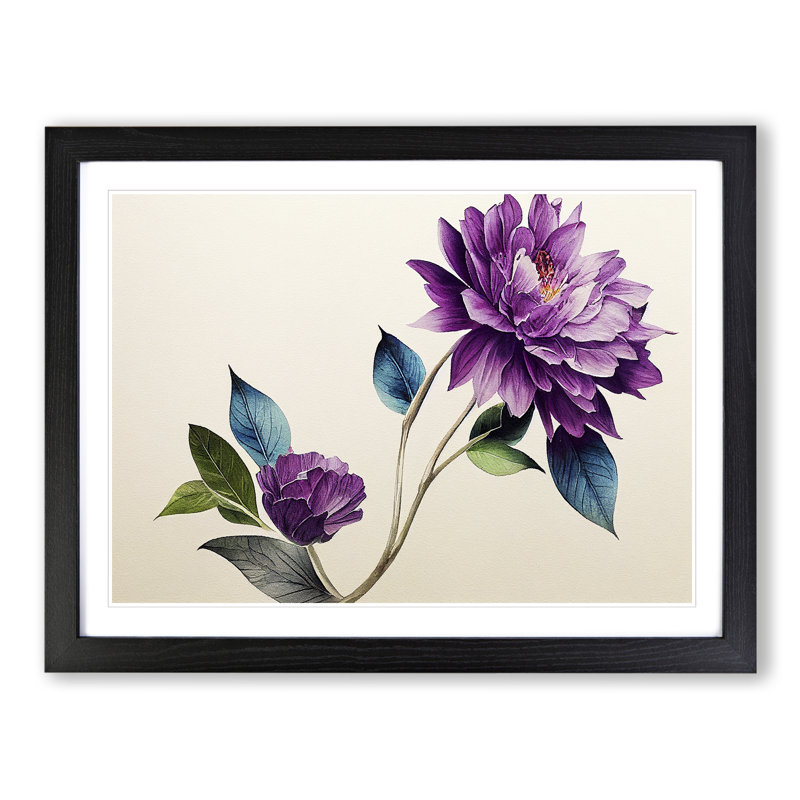 XH1022-7607X Sacred Flowers - Single Picture Frame Painting, 46cm H x 64cm W x 2cm D, Black 