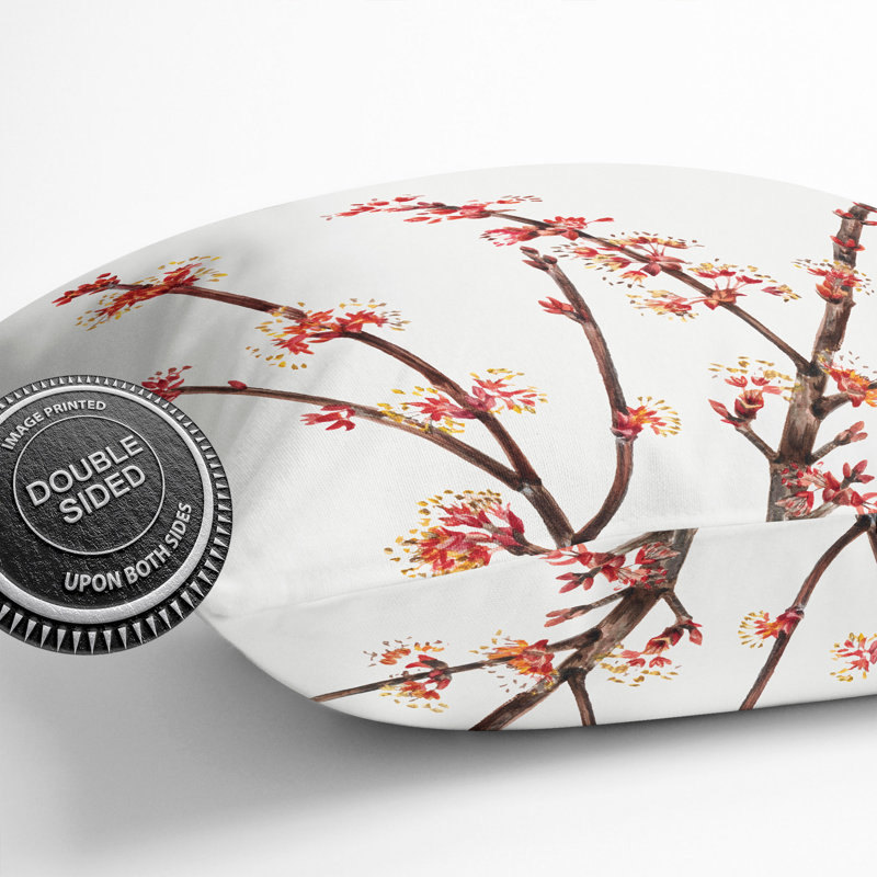 Red Maple Square Throw Cushion, 55cm H x 55cm W x 20cm D