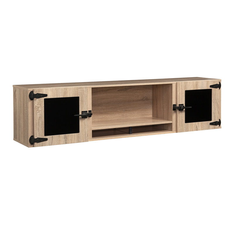 Mirella Wall-Mounted Hutch with Glass Doors, Sand Dune, 18" H x 72" W x 15" D