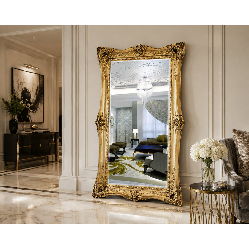 Dayla Solid Wood Mirror, Gold, 90" H x 54" W x 4" D