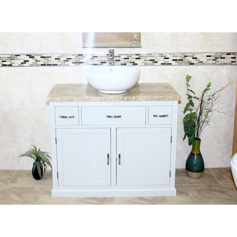 Robinett 1000mm Single Bathroom Vanity with Basin, Travertine, Grey