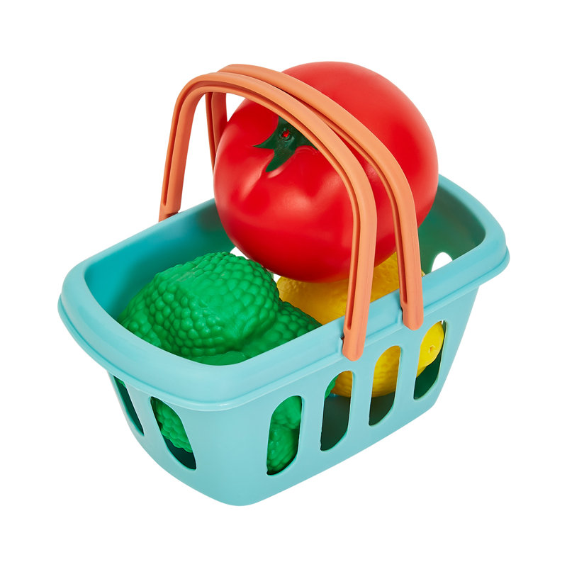 Toy Cash Register for Kids - 30-Piece Grocery Store Pretend Play Set with Play Money for Kids Cash Register with Scanner, Toddler Food, and Basket for Ages 3 and Up by Hey! Play!