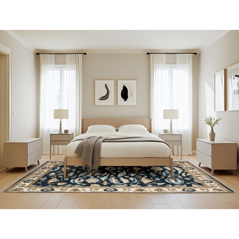 Tapis persan gris lavable à la machine, Rectangle de 5 pi x 8 pi