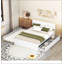 Cadre de lit double avec lit gigogne et 2 tiroirs pour blanc ultrabrillant-926313613