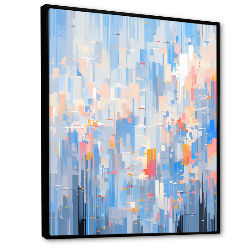 " Blue Pink Interlocking Perspectives ", Black Floater Framed, 32" H x 24" W x 1" D