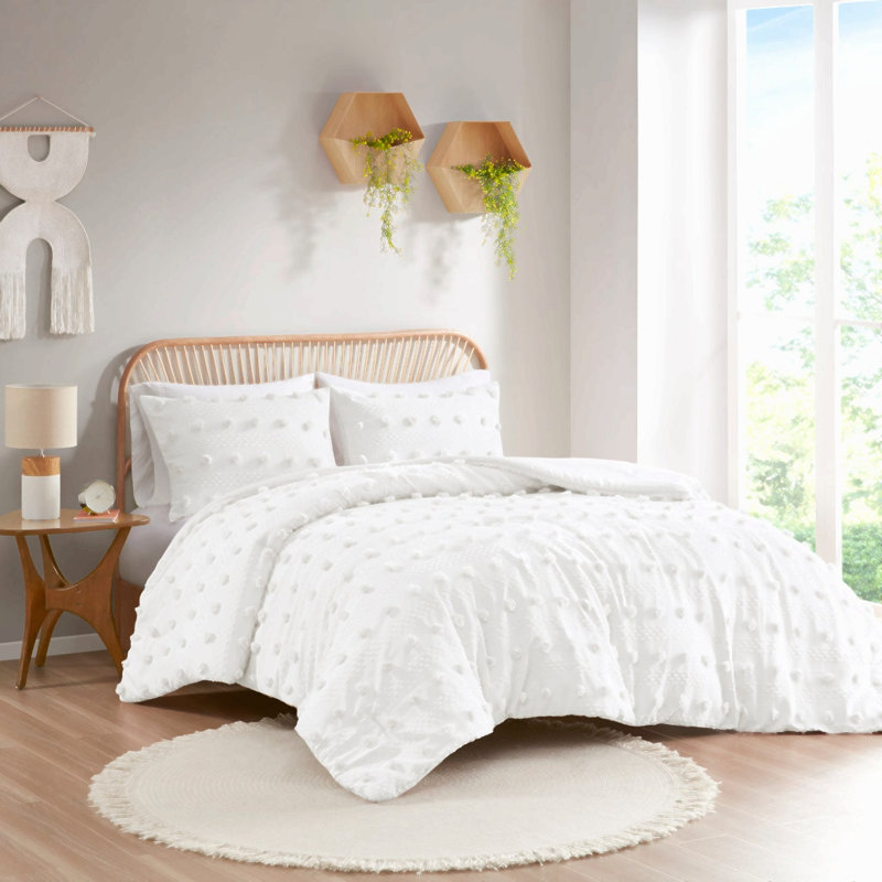 King/Cal King Clip Jacquard Comforter Set, Ivory