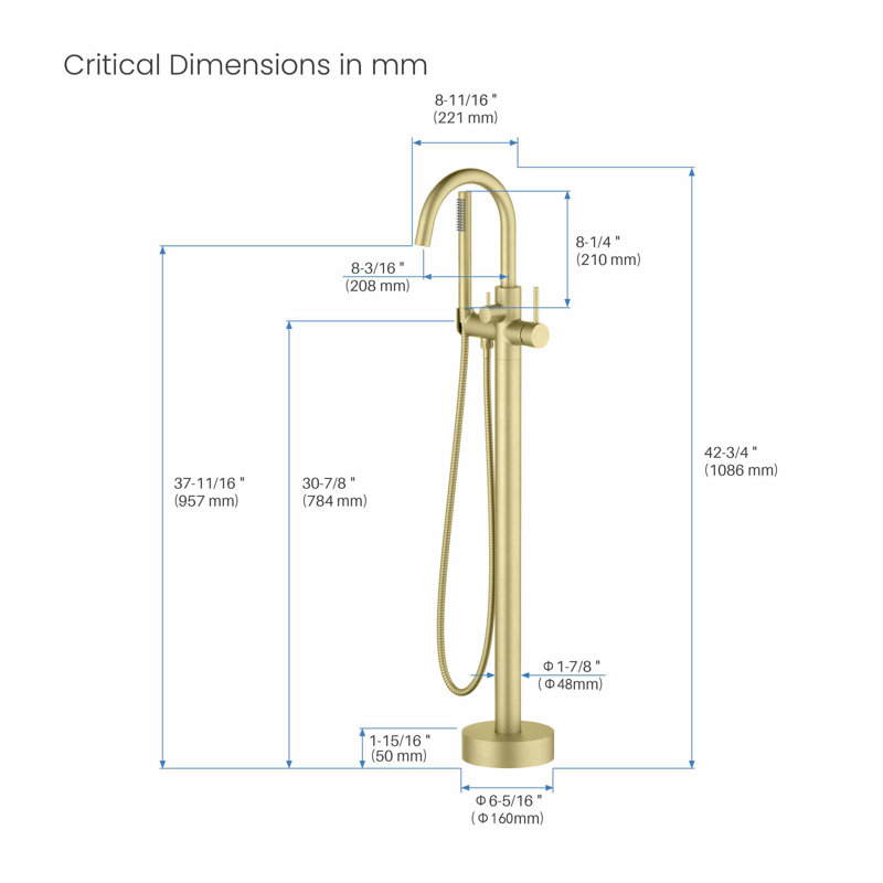 Circular Single Handle Tub Faucet, Brushed Gold