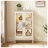 2-Door White Curio Cabinet with Tempered Glass Doors, Lighted Display Cabinet featuring Mirrored Back and Adjustable Shelves - American Retro Style for Home Office
