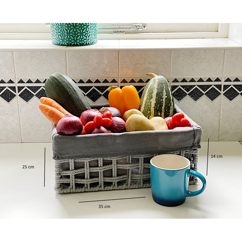 Brambly Cottage Decorative Basket, Grey, 18cm H x 41cm W x 33cm D
