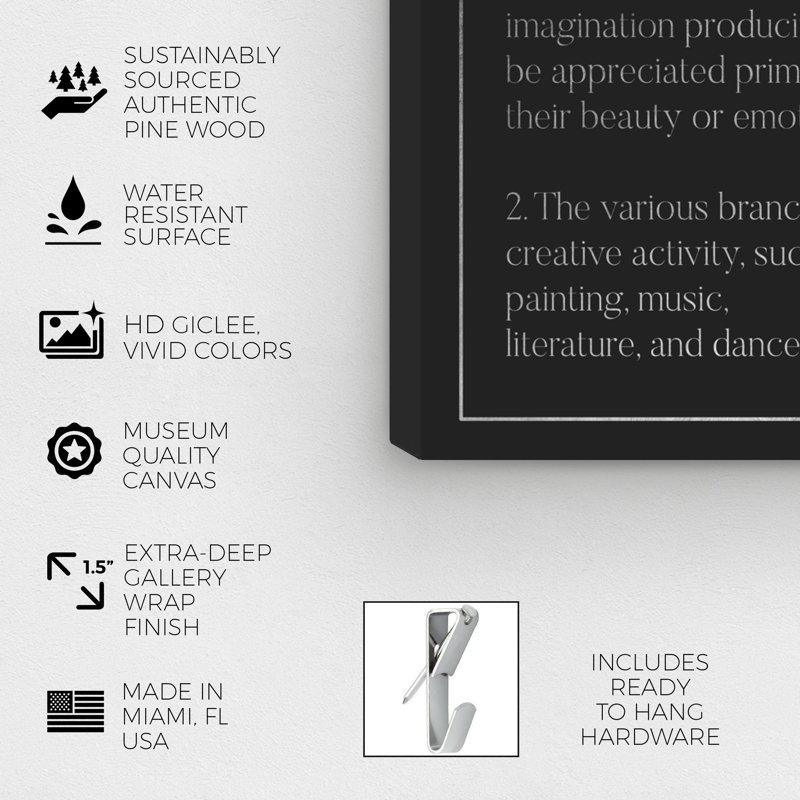 « art typography silver », art textuel sur toile, H 15 po x l 10 po x P 1,5 po