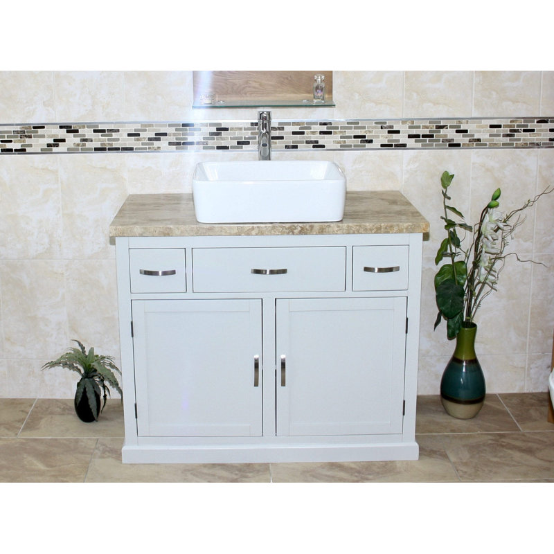 Roderick 1000 mm Freestanding Single Vanity, Grey, Travertine