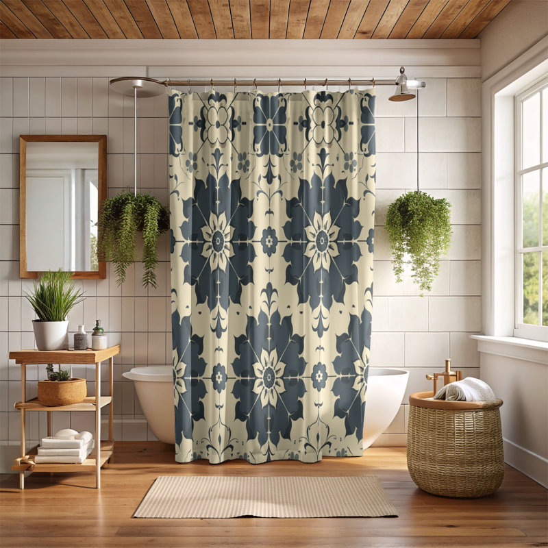 Timeless Tile - Premium Shower Curtain, 74"H x 71"W