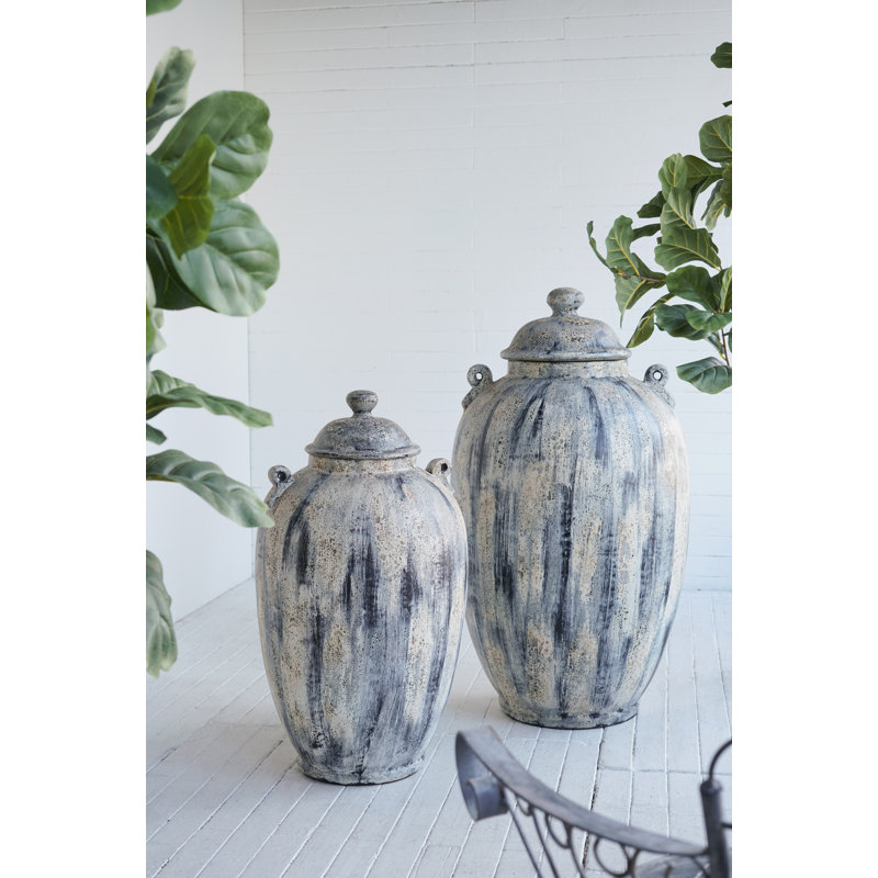 19X19x34.5" Kiya Lidded Jar, 34.3" H x 19.1" W x 19.1" D
