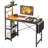 Johnothan Computer Desk with 4 Tiers Shelves, LED, 44" Office Desk with Storage Bag & Printer Shelf-444088722