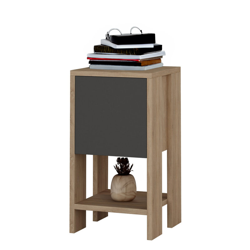 11.81'' W Nightstand, Beige/Gray