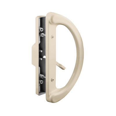 Prime-Line Mortise Style Sliding Patio Door Handle Set - Replace Old or Damaged Door Handles Quickly and Easily  Tan Diecast, Non-Keyed, Fits 3-15/16 Hole Spacing (Single Pack)