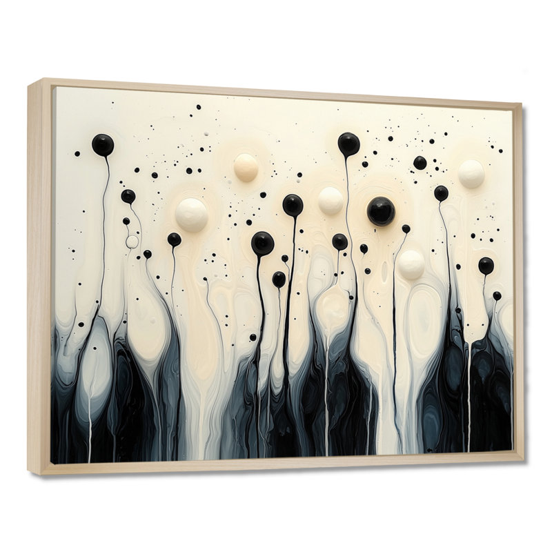 Cricklade noir blanc vague rythmique rivière IV, H 34 po x l 44 po, Impression encadrée flottante, Crème, crème