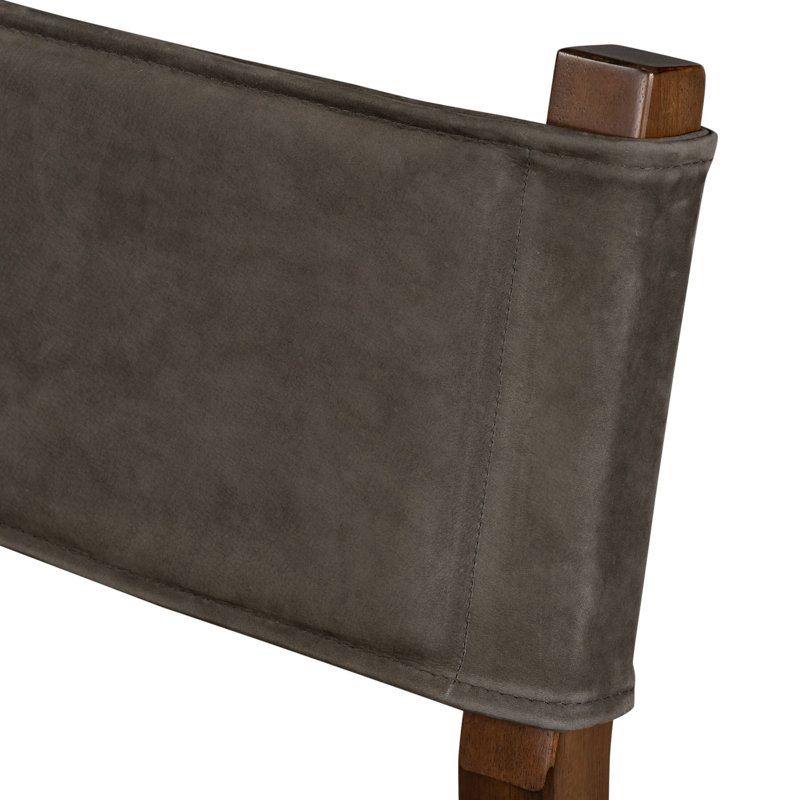 Side Chair in Charcoal, Polyester/Leather Nubuck Charcoal, Brown