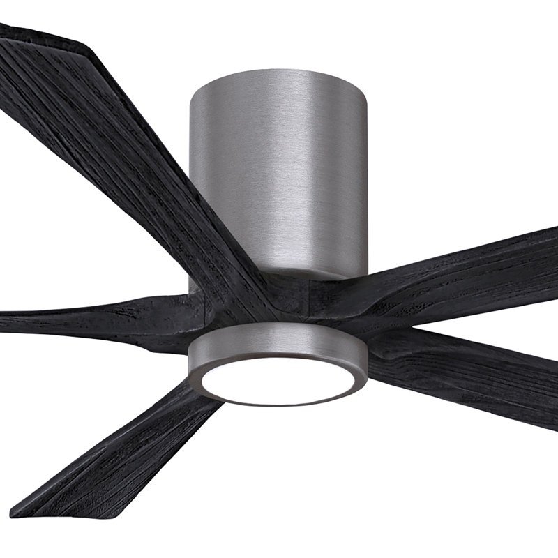 Irene Flushmount Light Kit 5 Blade LED Ceiling Fan, Brushed Pewter, Matte Black, 60"