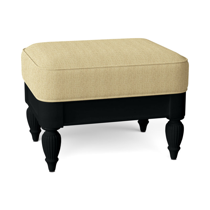 Grand View Ottoman, Light Blue and White Stripe; 0256-54, Frost White Finish