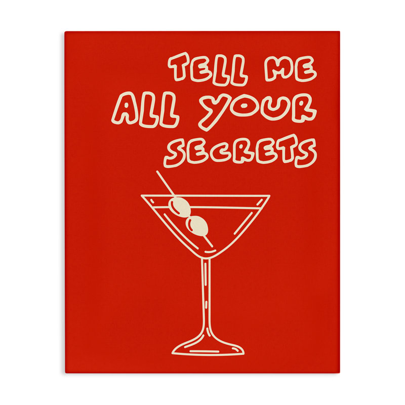 Tell Me Your Secrets, toile de cocktail, design par House of Lulu, H 20 po x l 16 po