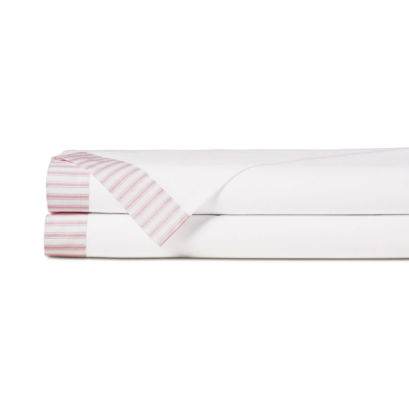 Blass Ticking Egyptian Cotton Percale Flat Sheet, Petal, King Flat Sheet