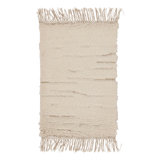 Wool Striped Area Rug in White