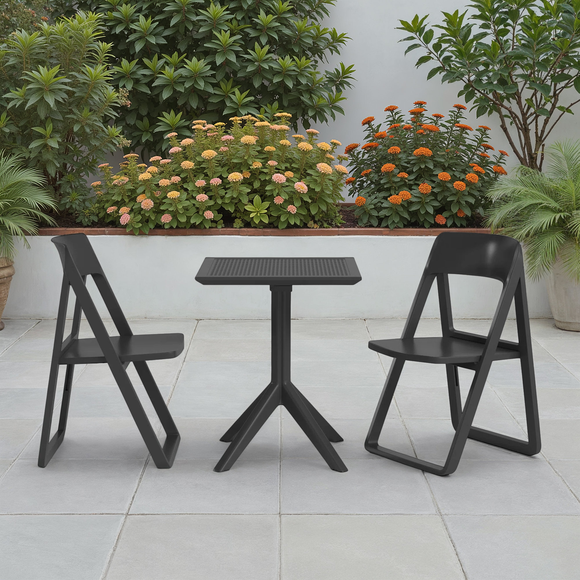 Farrah Square 2 - Person Bistro Set, Black