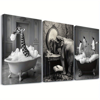 Impression sur toile rétro pour salle de bain 3 pièces
