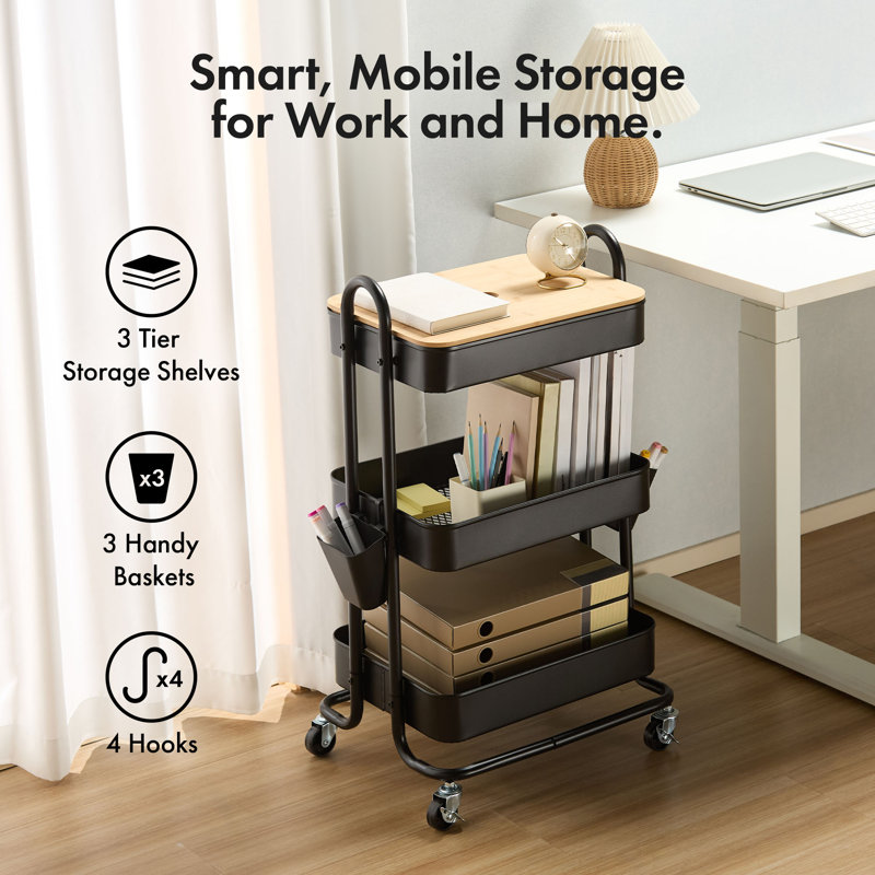 79.5cm H x 46cm W Utility Cart, Black
