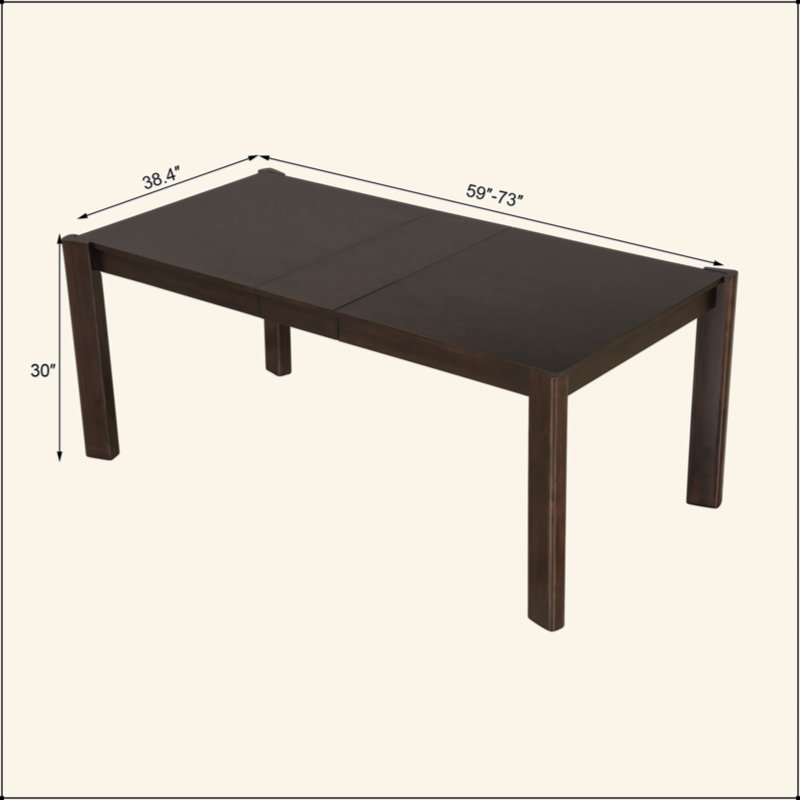 Table de salle à manger extensible de style ferme moderne en bois massif - Conception peu encombrante, Noyer