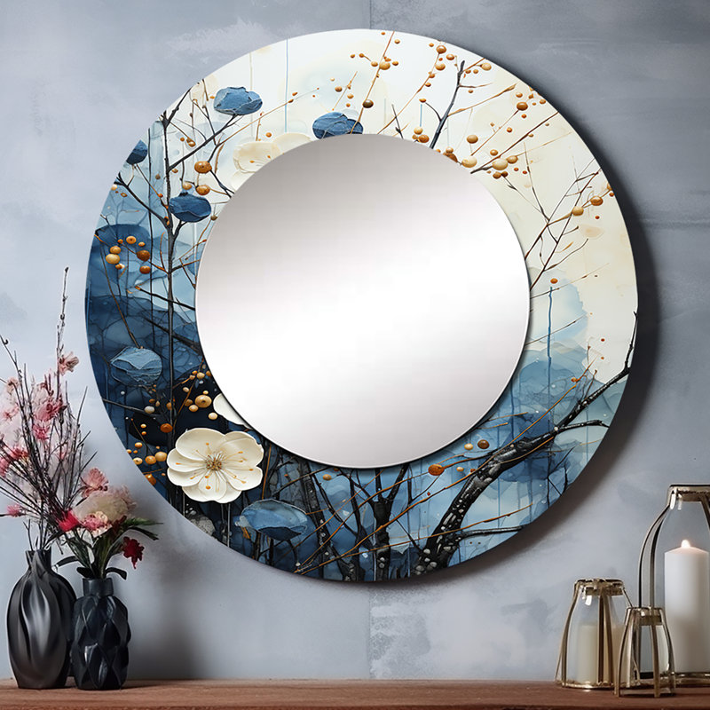 «Japon Art Blue Serene Zen Minamlism Landscape II», art décoratif en miroir, 36 po x 36 po