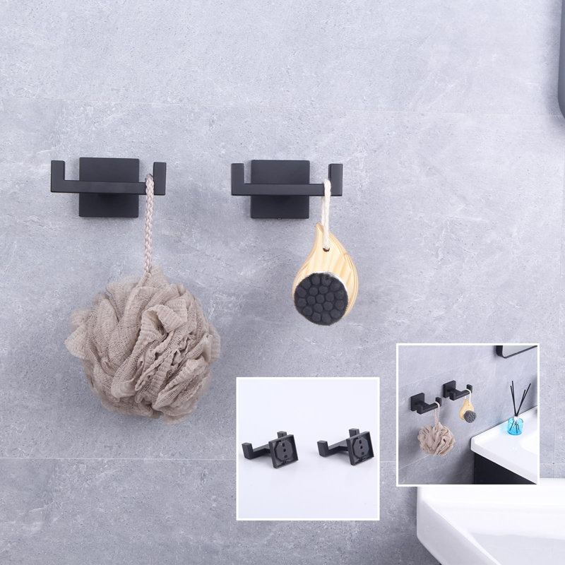 2 porte-serviettes muraux requis, Noir mat