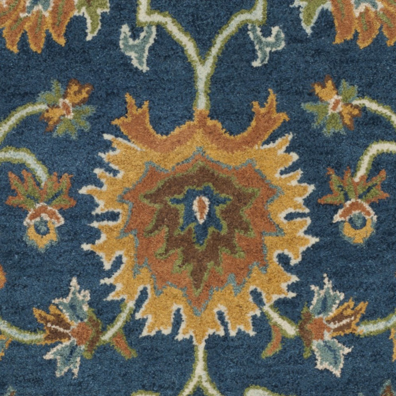 Tapis brun / bleu en laine touffeté à la main Cranmore, Rond 6 pi