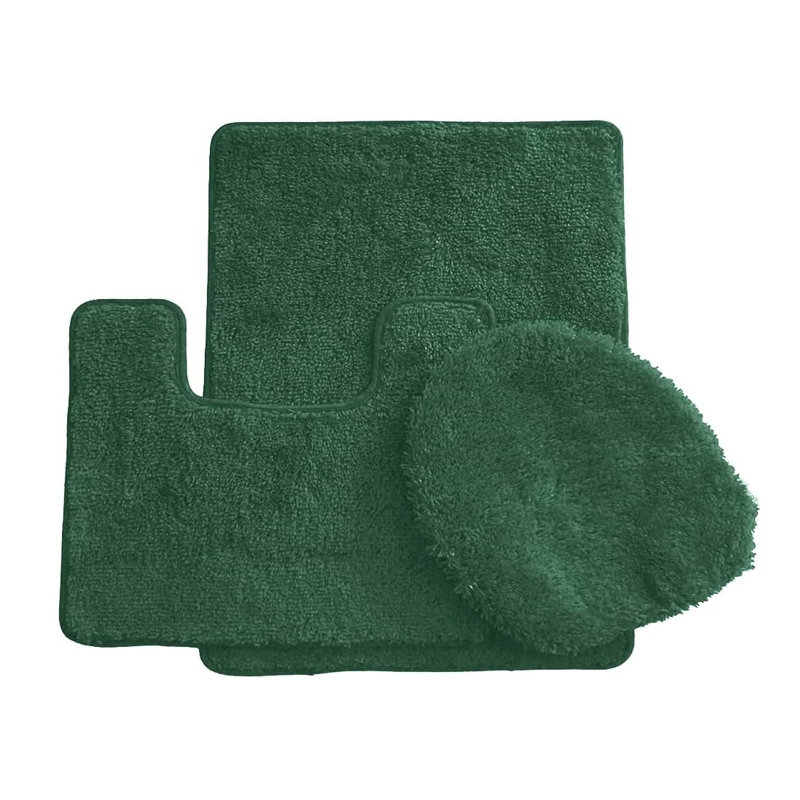 Mckeel Non-Slip Bath Rug and Toilet seat Cover, Emerald