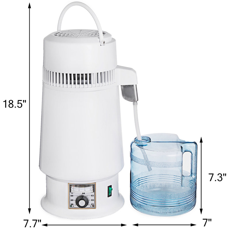 Distillateur d'eau de comptoir, 1,1 gallon / 4L, acier inoxydable distillé 750W faisant la machine, Blanc