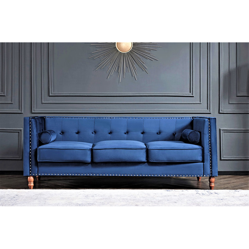Kittleson 83'' Velvet Sofa, Blue