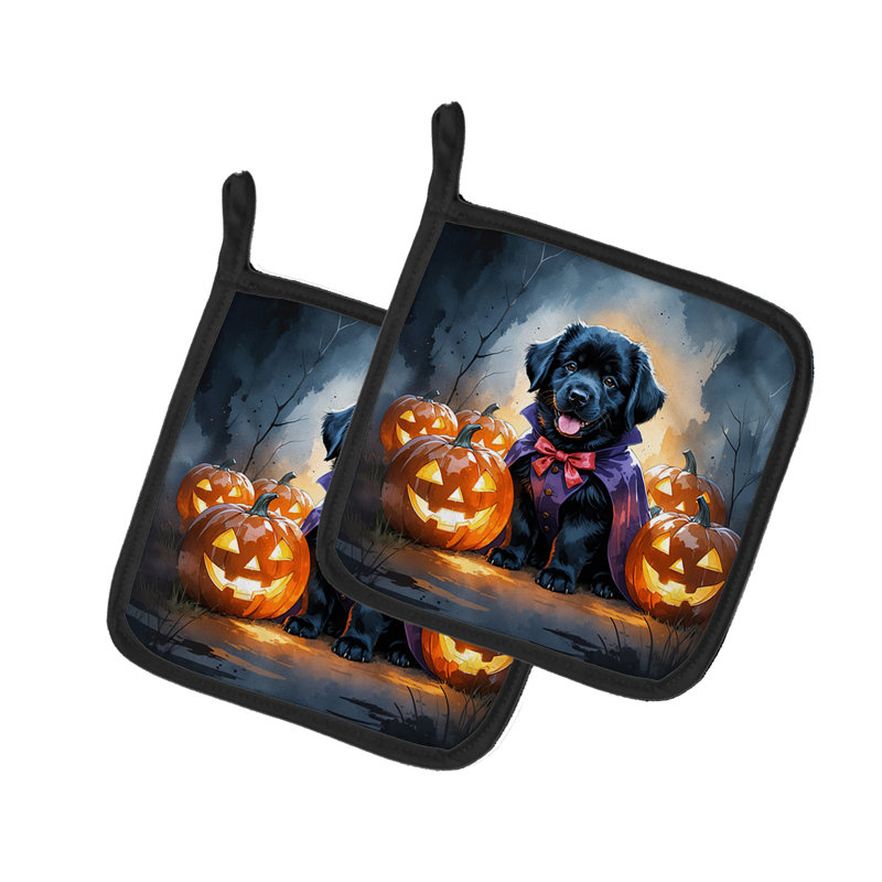 Paire de porte-pots noirs d'Halloween Terre-Neuve