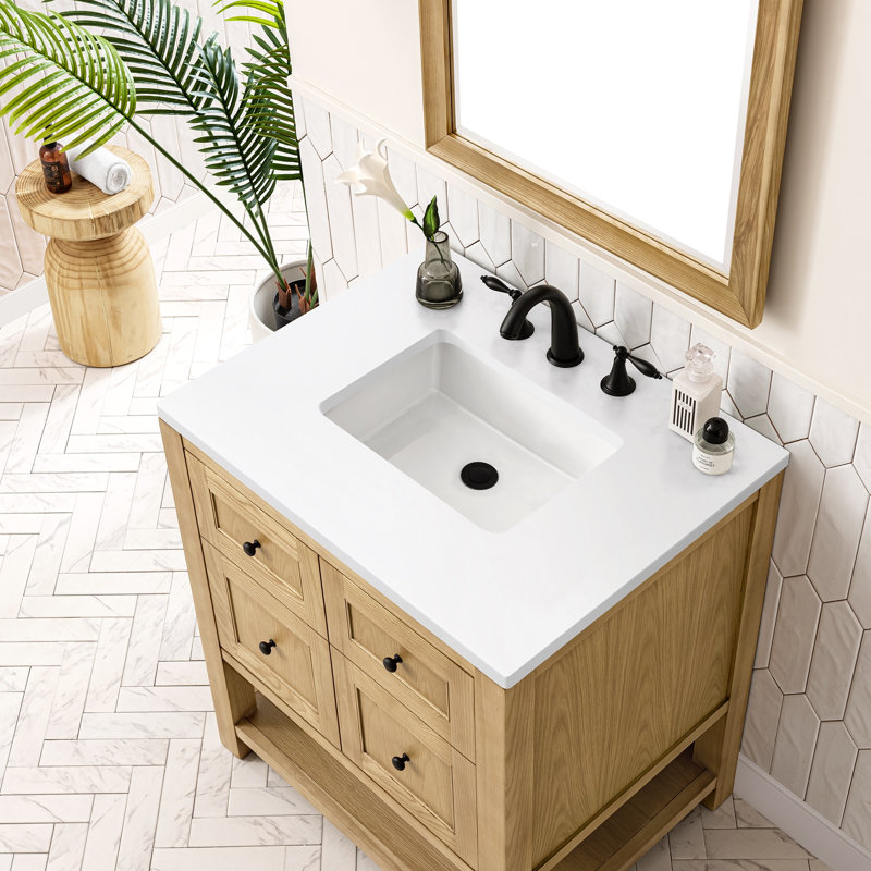 Breckenridge 30'' W Single Vanity, White Zeus, Light Natural Oak, 8" Widespread