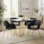 Dinette Table in Metal Base and Wood with White Marble Effect Ceramic Table Top-303975842-303975852