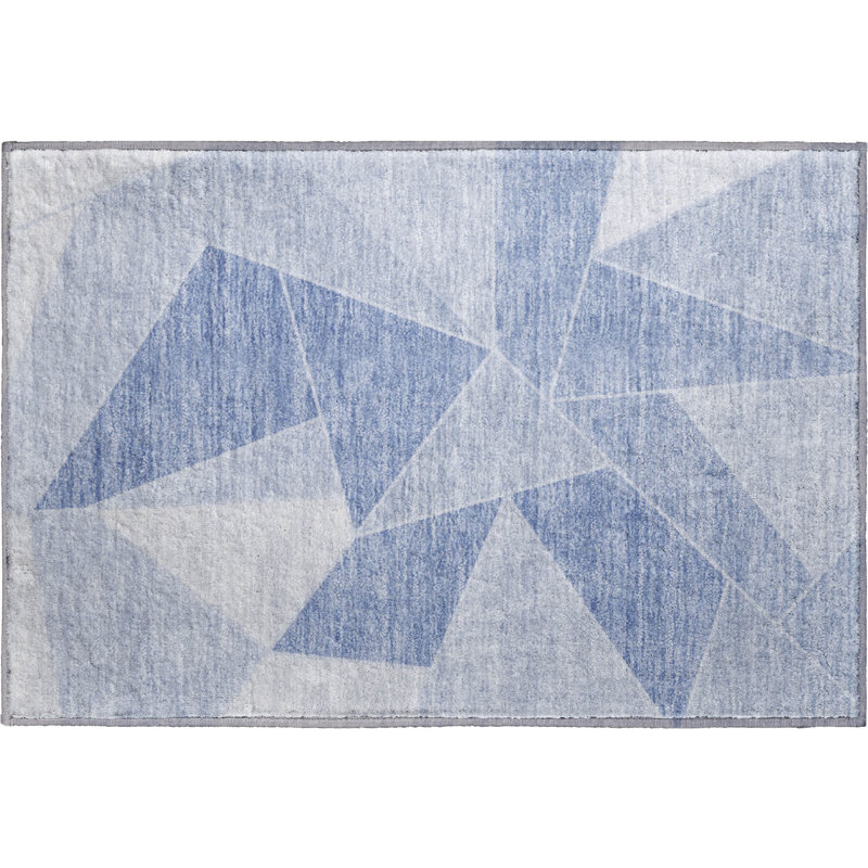 Premium Machine Washable Mayfield AMF636 Geometric Rug, 1'8" x 2'6", Sky