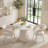 Modern 35" White Round Dining Set For 2 With Chenille Armchairs-1344137500