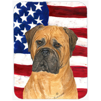 Planche à découper en verre de Bullmastiff « American Flag États-Unis » trinx