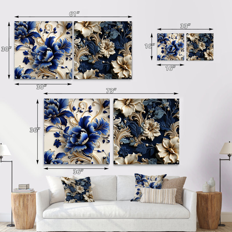 Regal Baroque Flourish Victorian, H 16 po x l 33 po