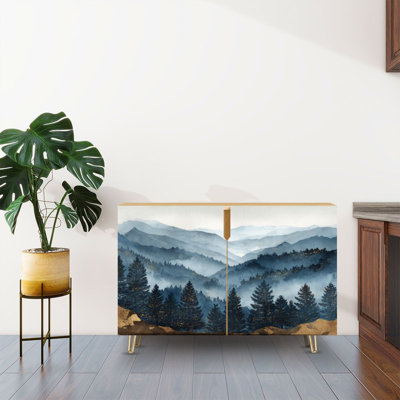 Sideboard Buffet Cabinet with Storage Atmospheric Mountain Pine with 2 Doors for Living Room and Kitchen