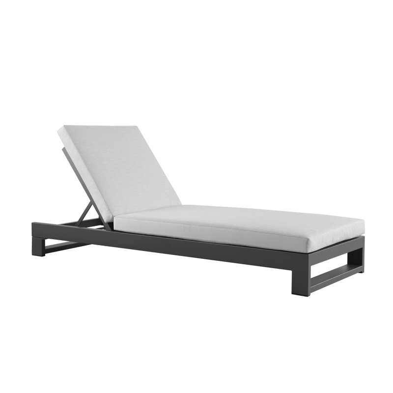 Ensemble de 2 lits de jour et chaises longues convertibles 2 en 1 en aluminium KOVA, Gris clair, Noir ardoise