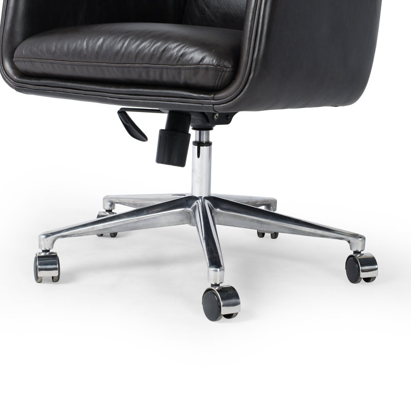 Humphrey Leather Swivel Office Chair, Sonoma Black Genuine Leather