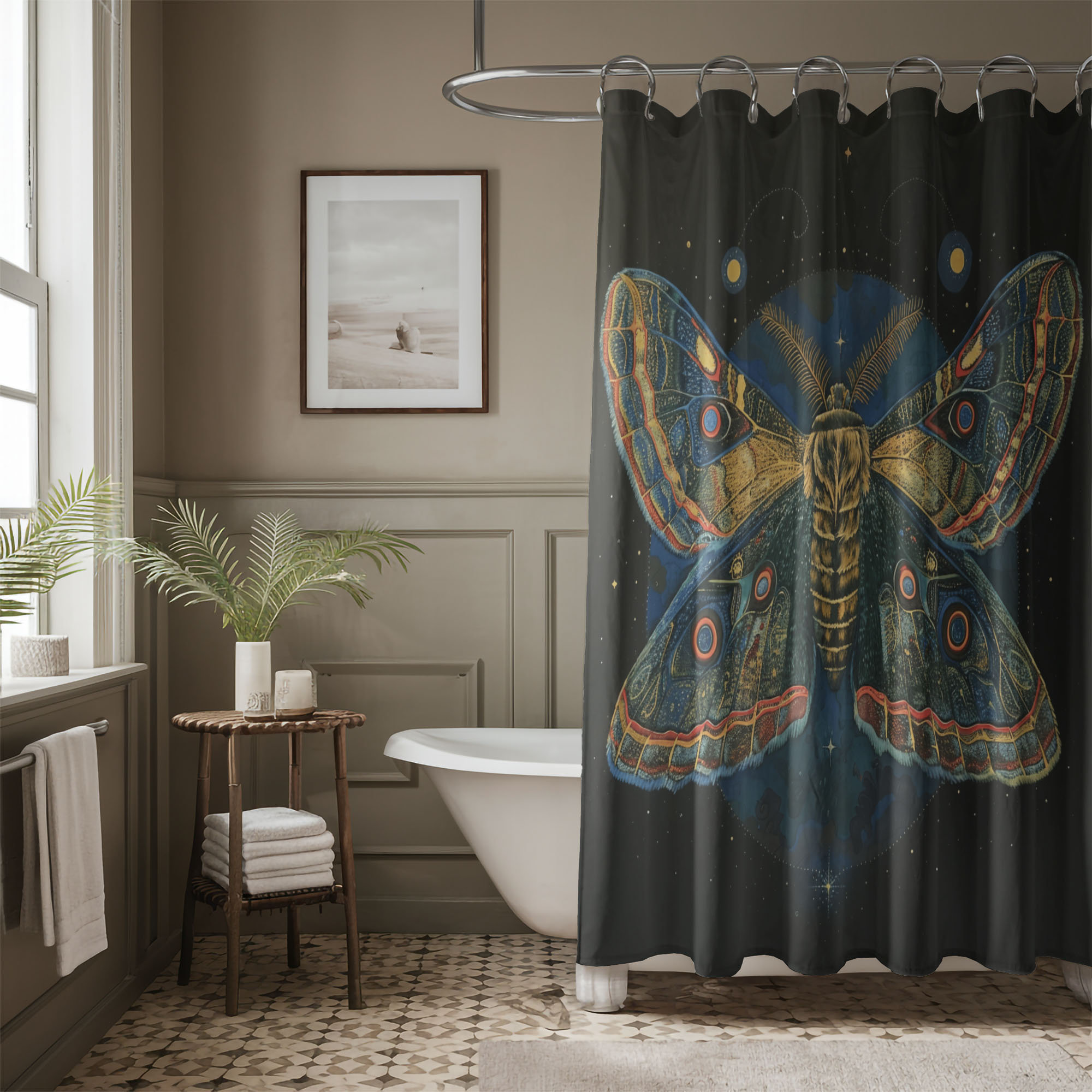 East Urban Home Enchanted Moth - 1 Piece Standard Shower Curtain | Wayfair
